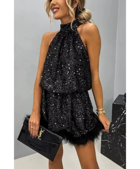 Alternative view of Titannorthamerica Elegant Sequin Halter Dress for Women