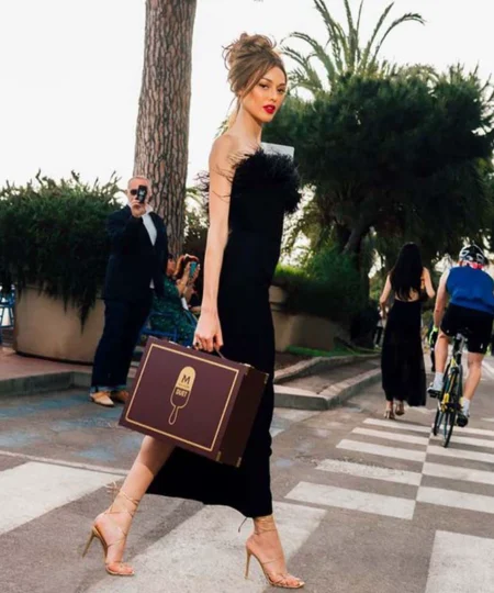 Alternative view of Titannorthamerica Luxury Off-Shoulder Feather Long Dress for Women